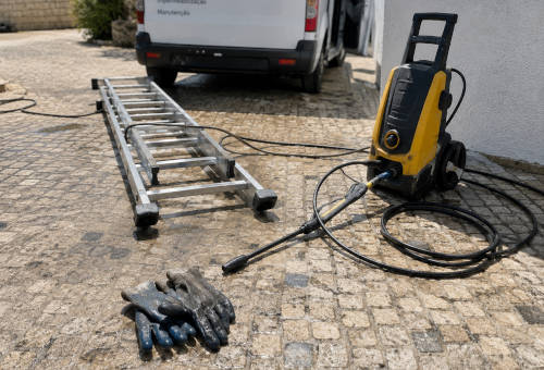 Equipamento utilizado pela empresa na limpeza de telhados no distrito de Faro